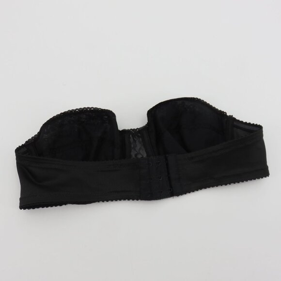 VTG Maidenform 36B Bra Pretty Shapely 4155 Black Floral Flower Lace Strapless - Picture 5 of 13